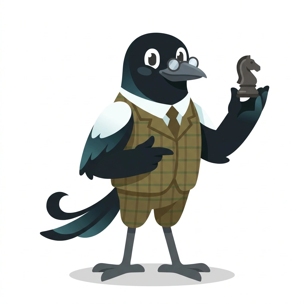 Machiavelli the Magpie, the guide who teaches the Power and Strategy Advisory Services course
