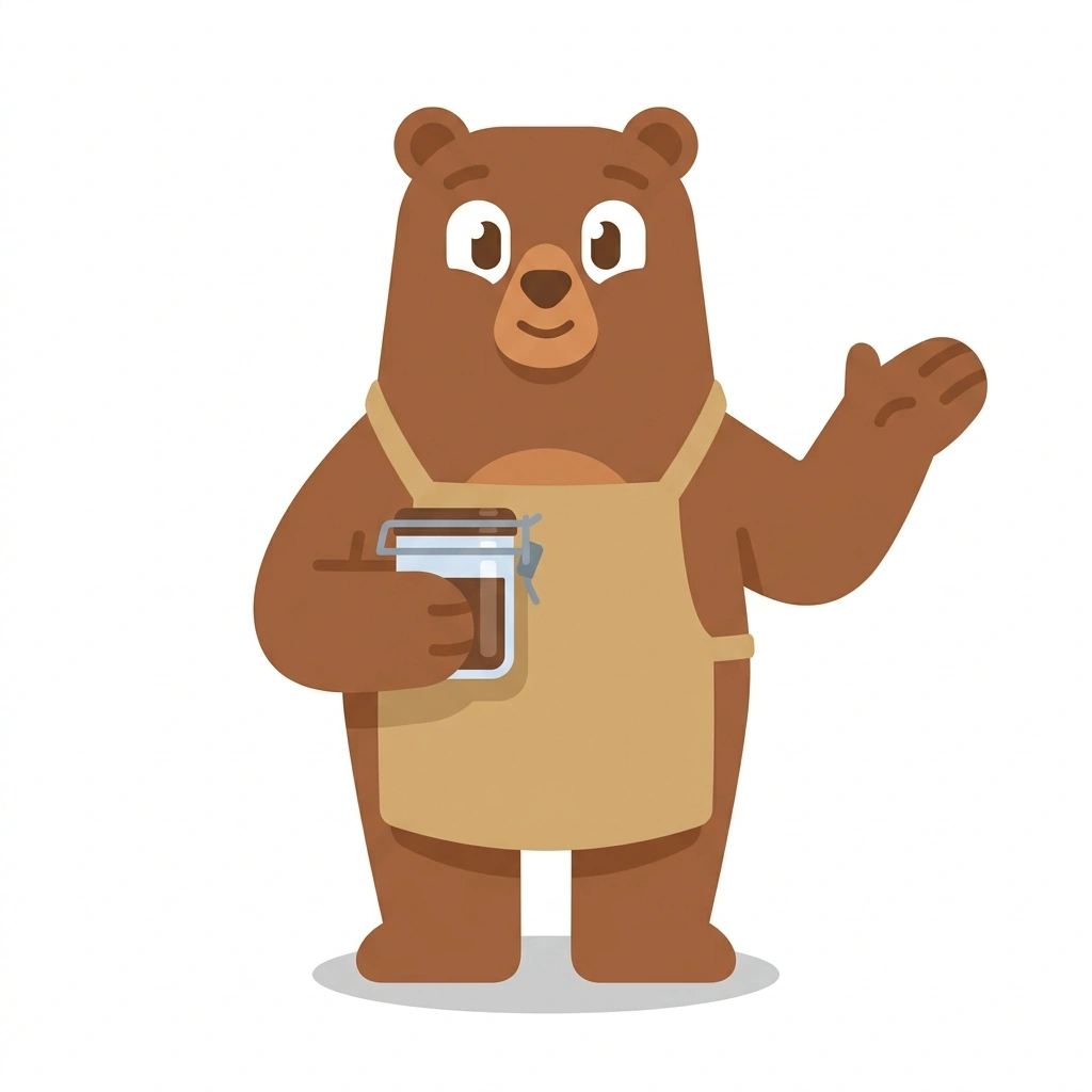 Barnaby the Bear, the guide who teaches the Finding and Storing Great Coffee course