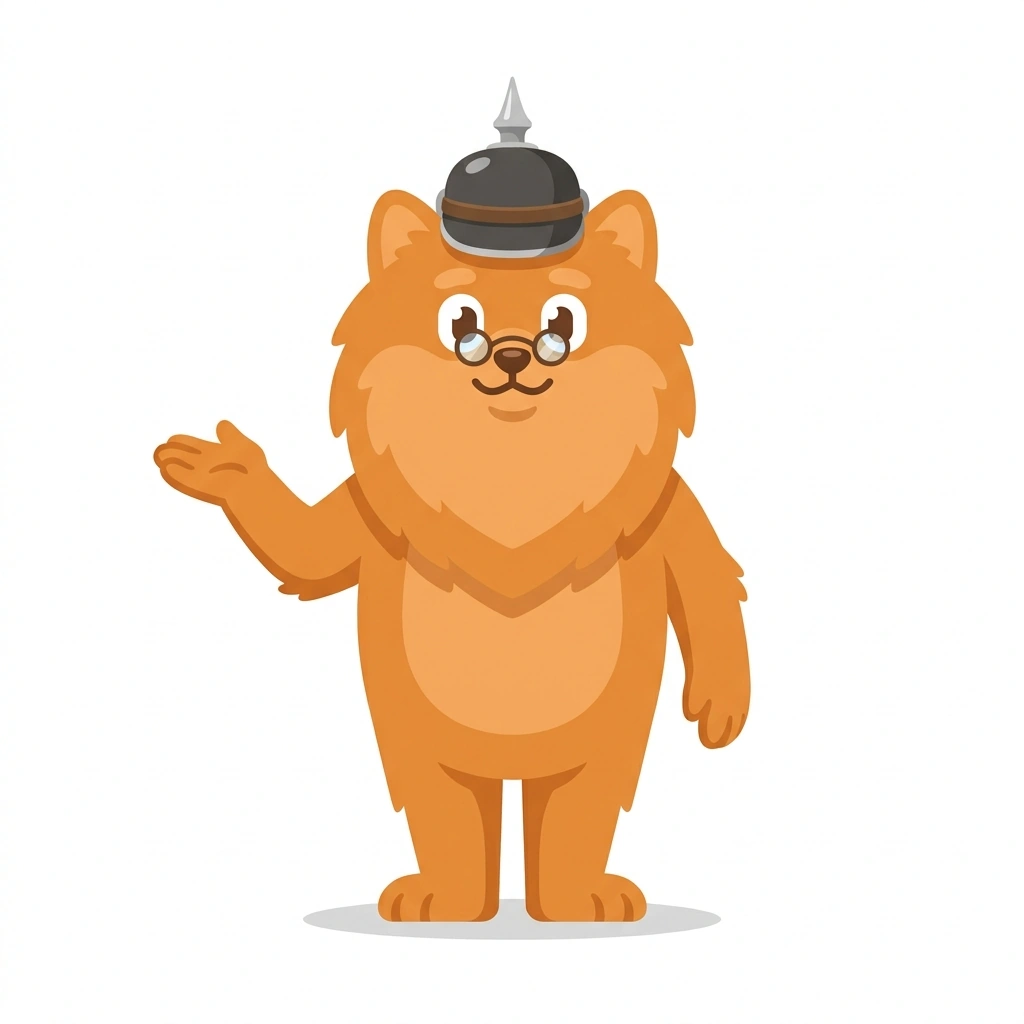 Peter the Prussian Pomeranian, the guide who teaches the Pickelhaube: Anatomy and Eclipse course