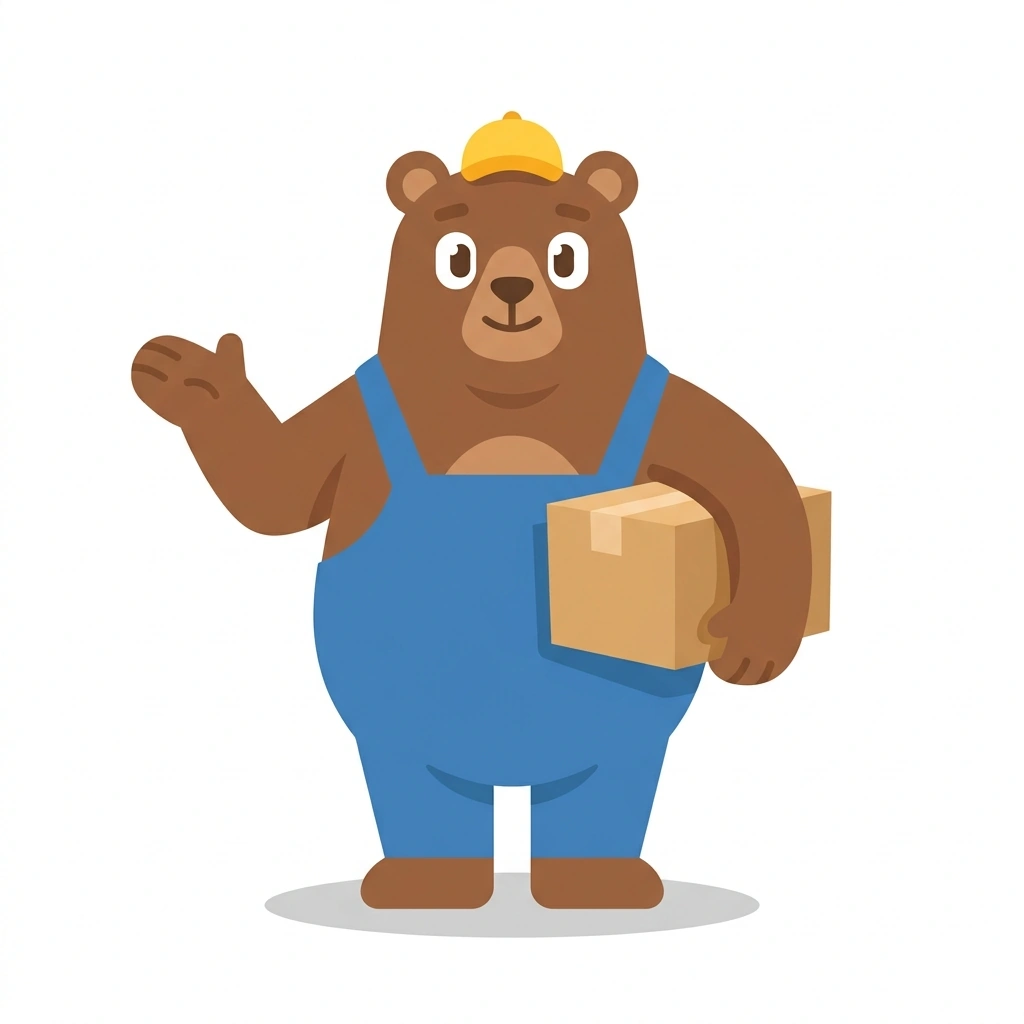 Barnaby the Bear, the guide who teaches the Commercial Office Relocation course