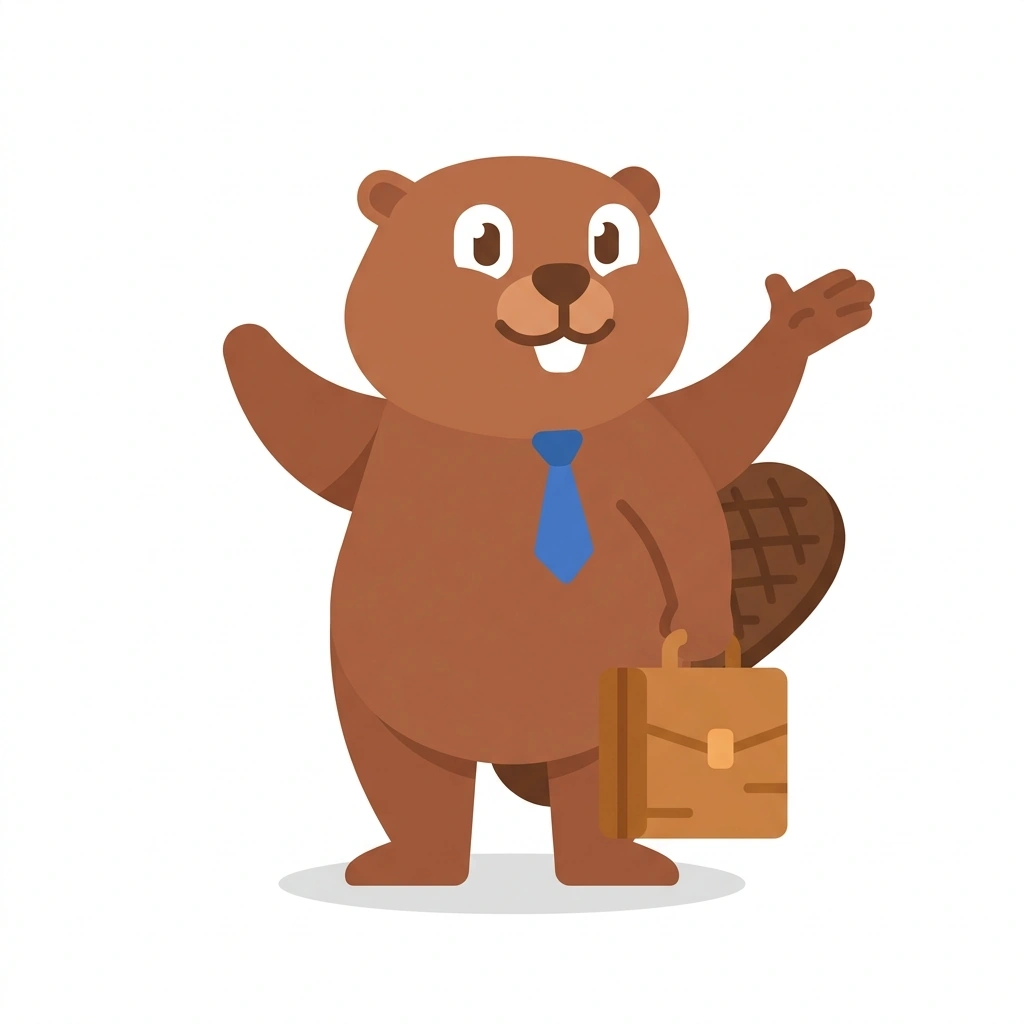 Bizzy the Beaver, the guide who teaches the The Business Mindset course