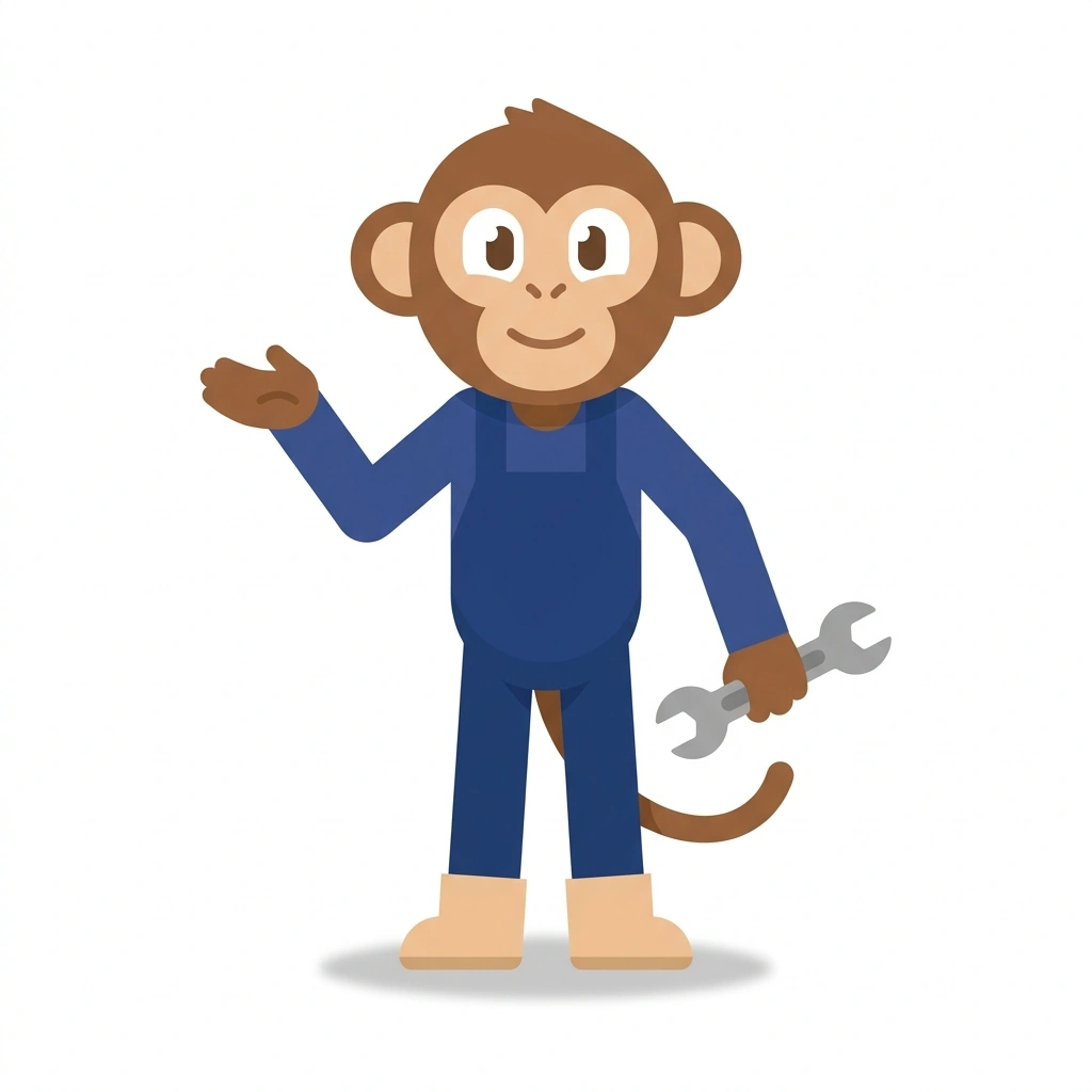 Manny the Monkey, the guide who teaches the Everyday Mechanical Fixes course
