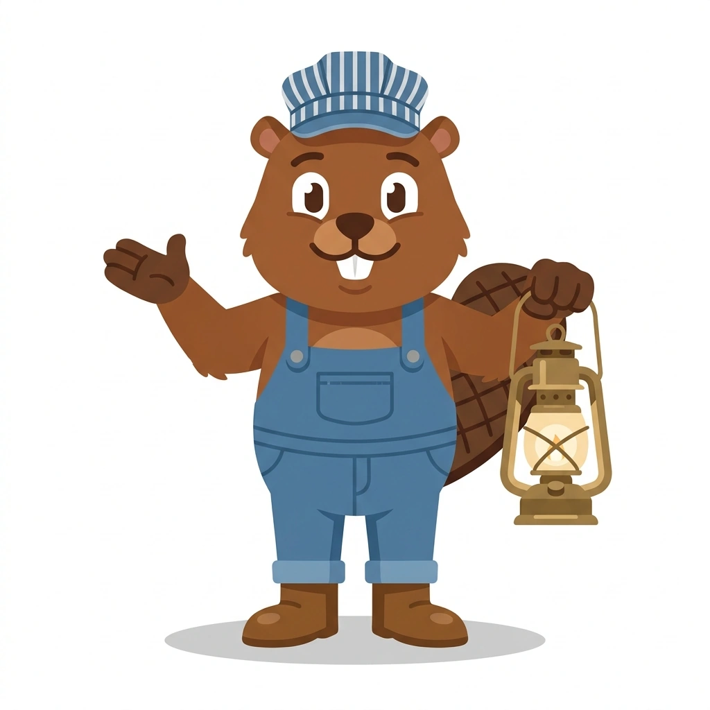 Buster the Beaver, the guide who teaches the How Diesel-Electric Locomotives Work course