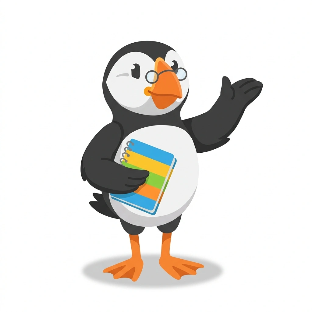 Pippin the Puffin, the guide who teaches the Psychology: How the Mind Works course