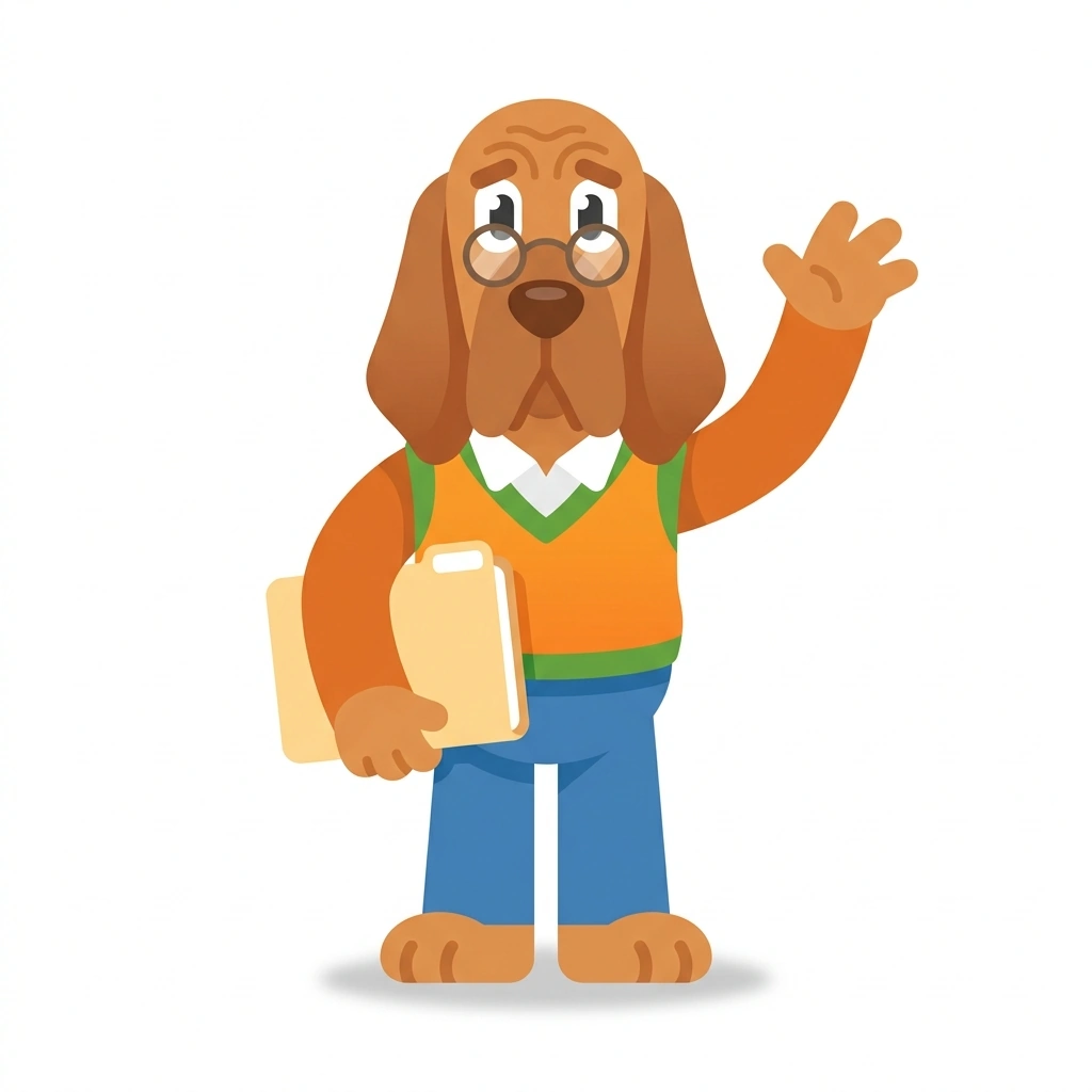 Barnaby the Bloodhound, the guide who teaches the Forensic Psychology in Practice course