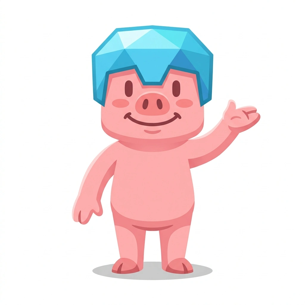 Pixel the Pig, the guide who teaches the Surviving and Thriving in Minecraft course