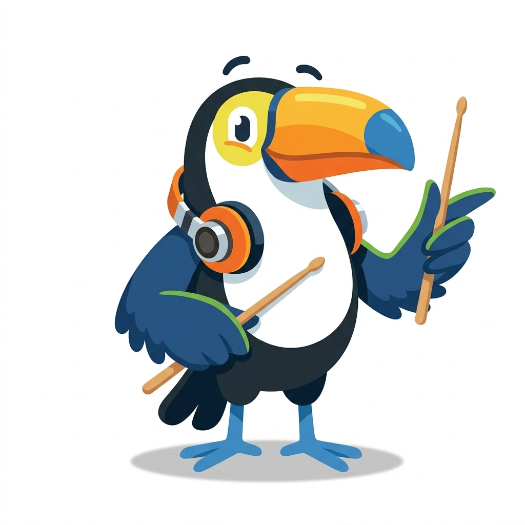 Tempo the Toucan, the guide who teaches the Making Music from Scratch course