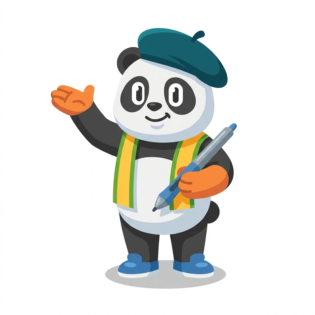 Pixel the Panda, the guide who teaches the User Interface Design for Real Apps course