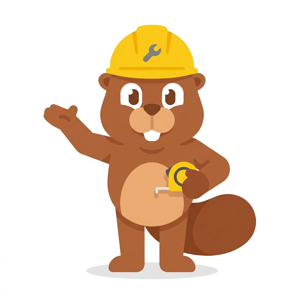 Barnaby the Beaver, the guide who teaches the Reading the Tape for Construction course