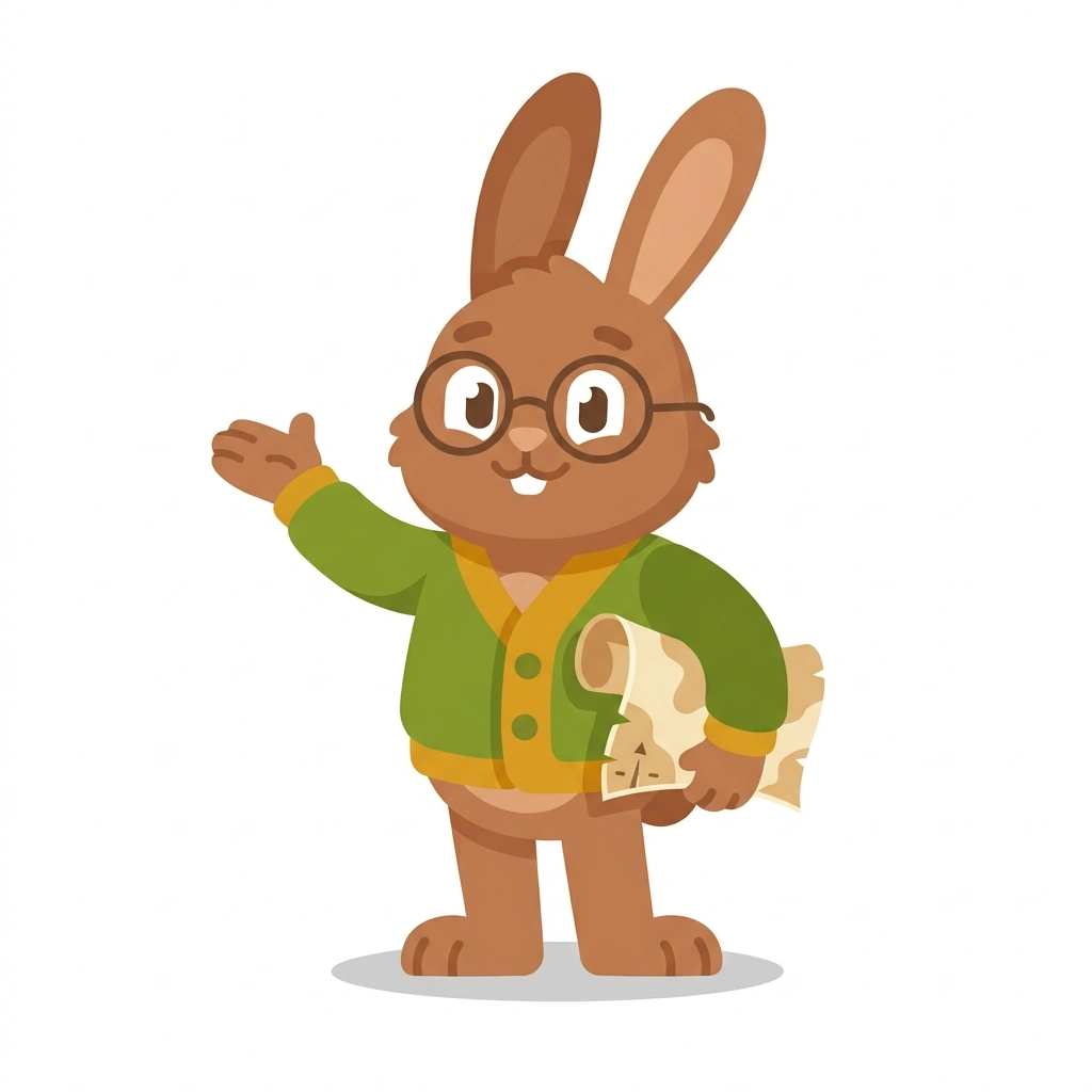 Helena the Historian Hare, the guide who teaches the Pensar Historicamente course