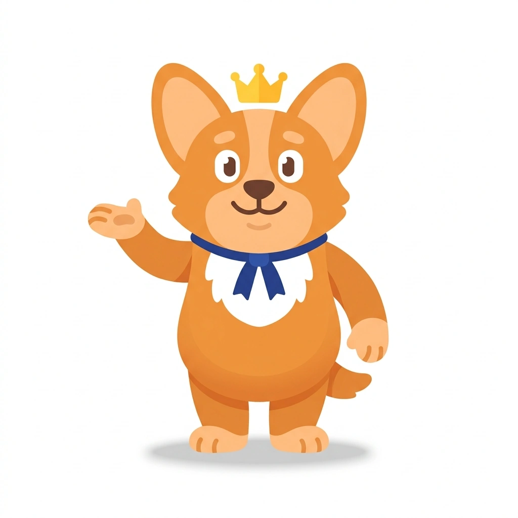 Carlos o Corgi, the guide who teaches the Etiqueta da Realeza Britânica course