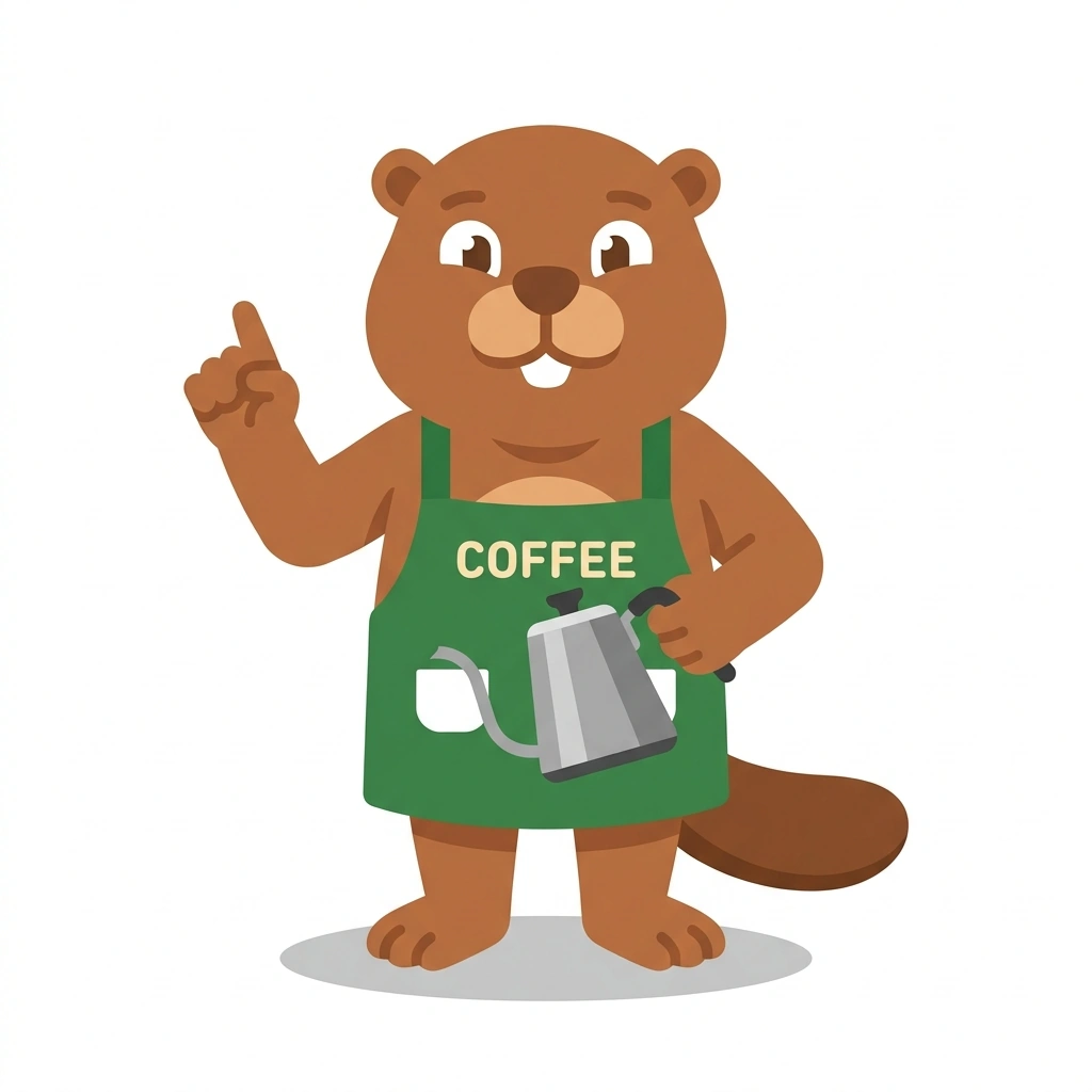 Barnaby the Beaver, the guide who teaches the Brewing Better Coffee at Home course