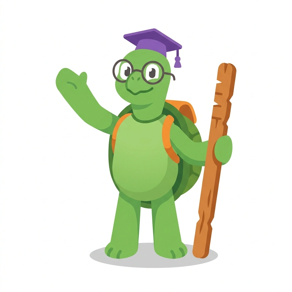 Tally the Turtle, the guide who teaches the The History of Keeping Count course