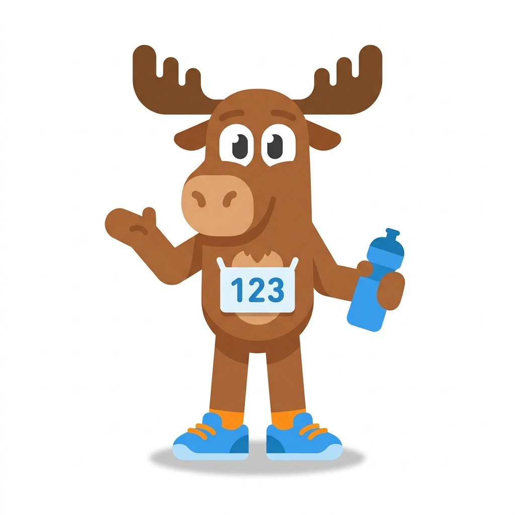 Miles the Moose, the guide who teaches the First Half Marathon from Scratch course