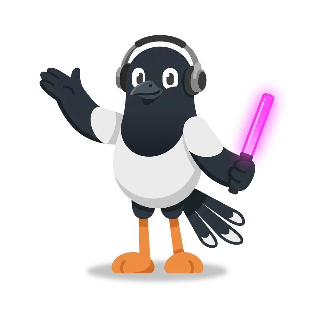 Mimi the Magpie, the guide who teaches the Inside the K-Pop Machine course