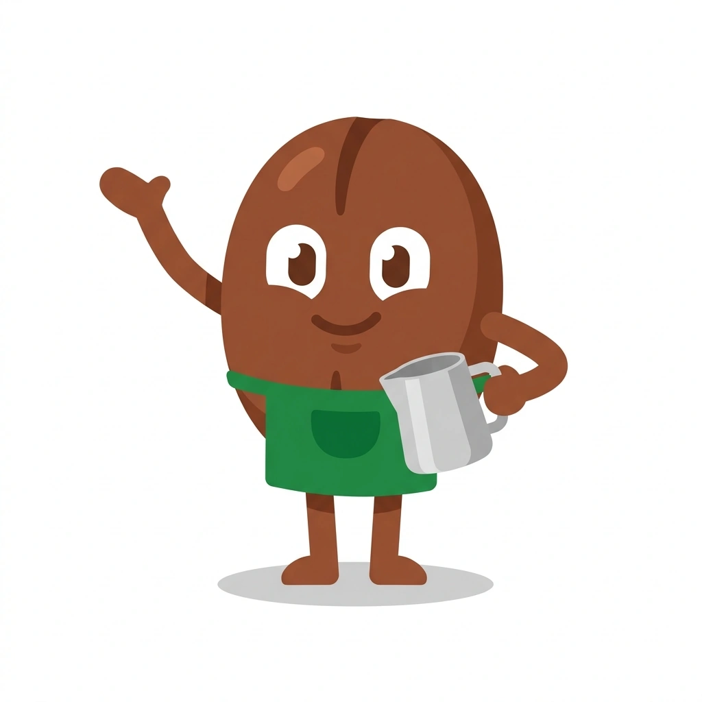 Bennie the Bean, the guide who teaches the Espresso and Silky Milk course