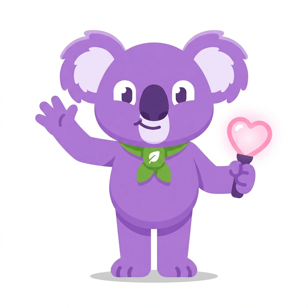 Koko the Koala, the guide who teaches the The World of K-pop course