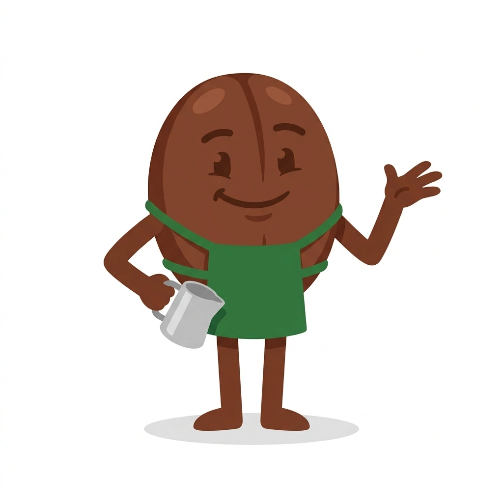 Bennie the Bean, the guide who teaches the The Home Barista's First Shot course