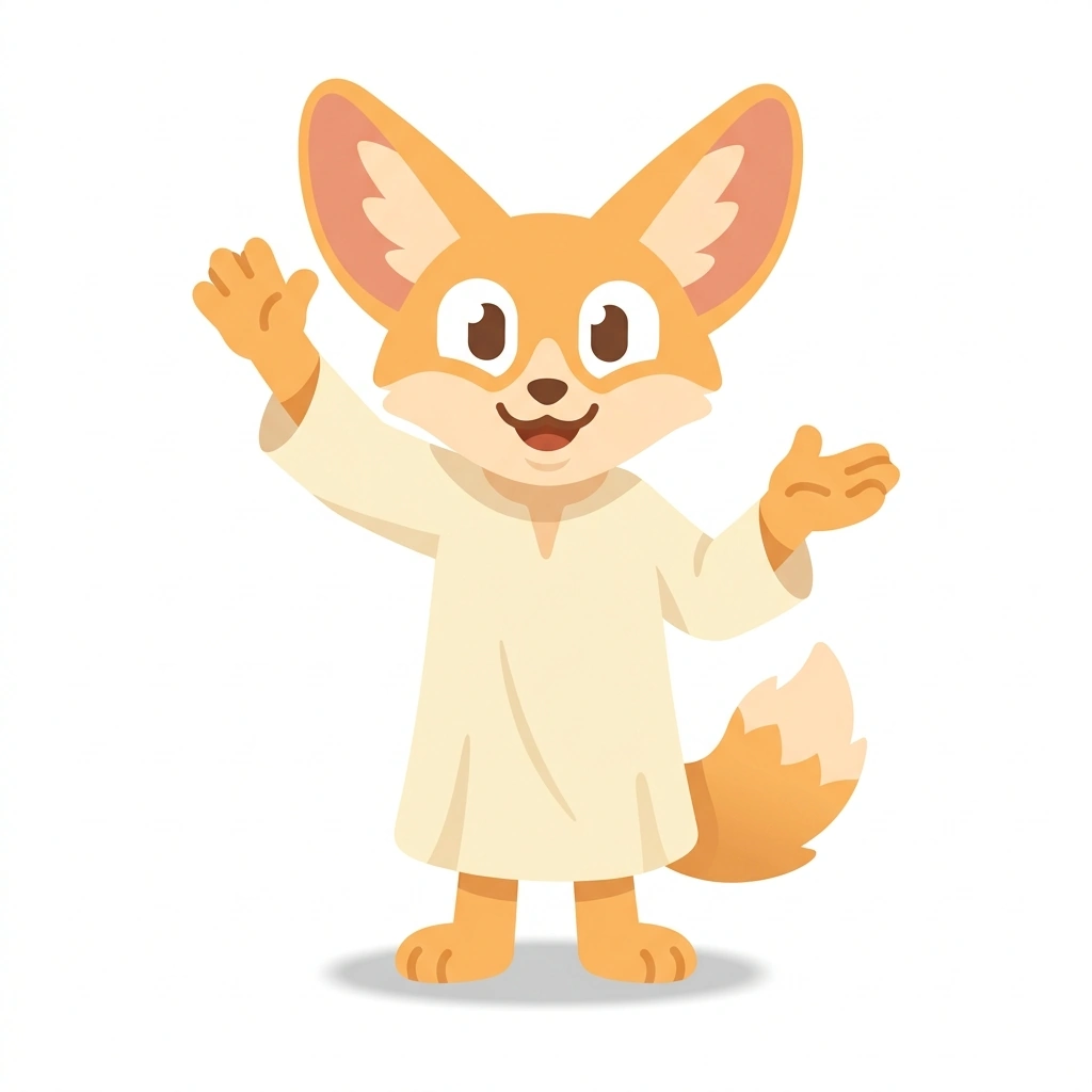 Farid the Fennec, the guide who teaches the Egyptian Arabic for Daily Life course
