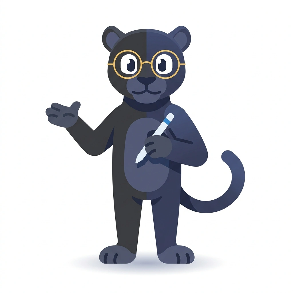 Pixel the Panther, the guide who teaches the UX 体验决策与权衡 course