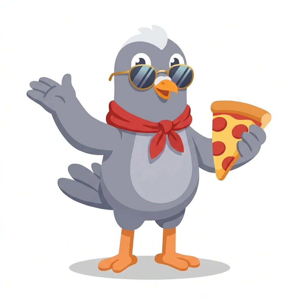 Pippo the Pigeon, the guide who teaches the Italian for Everyday Encounters course