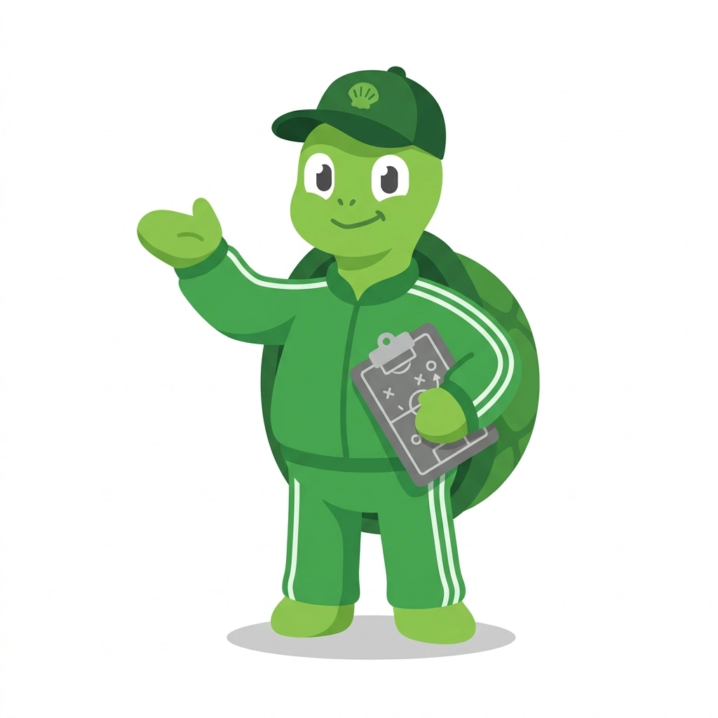 Tactical Theo the Turtle, the guide who teaches the How to Read the Pitch course