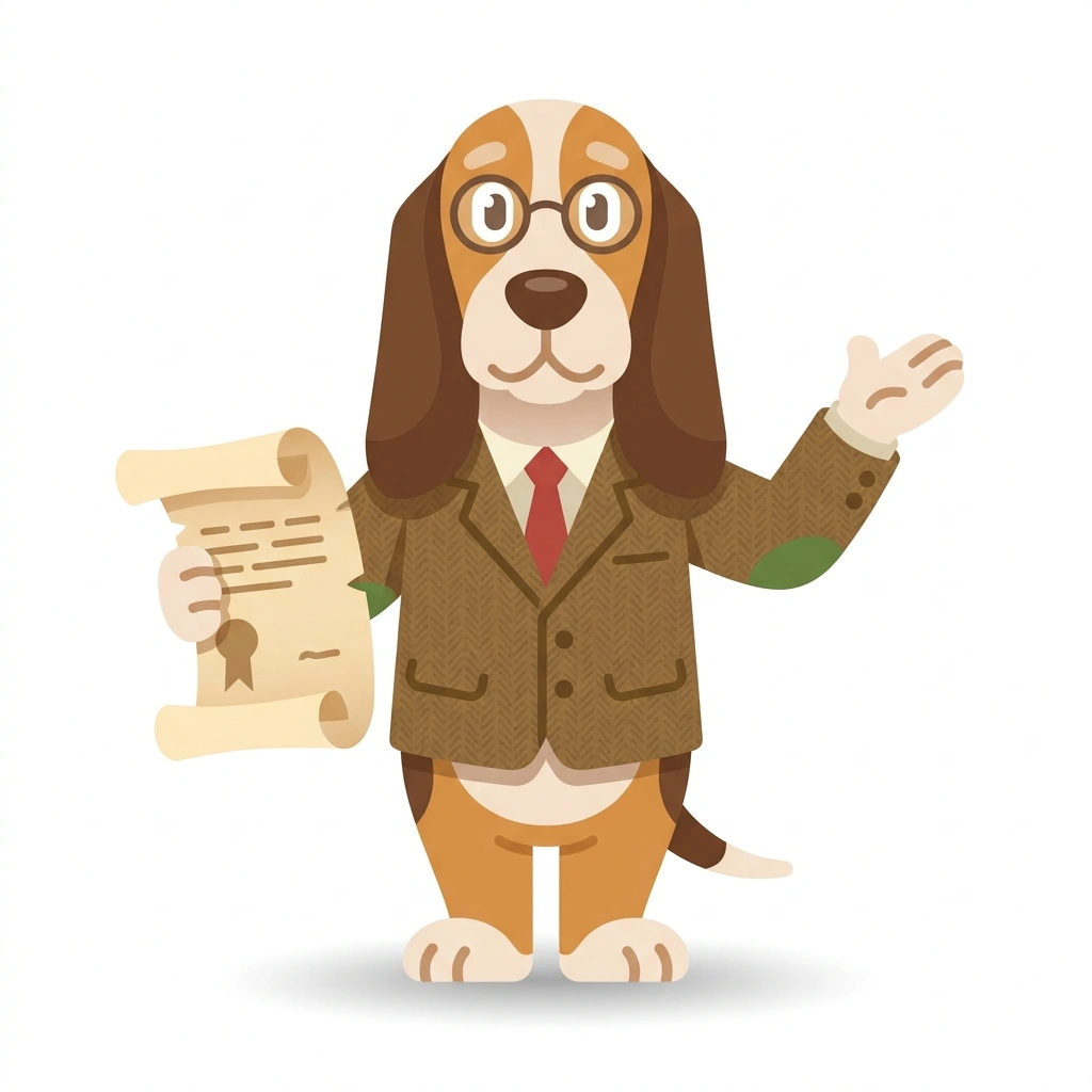 Hector the Historian Hound, the guide who teaches the Historia Universal para el Presente course