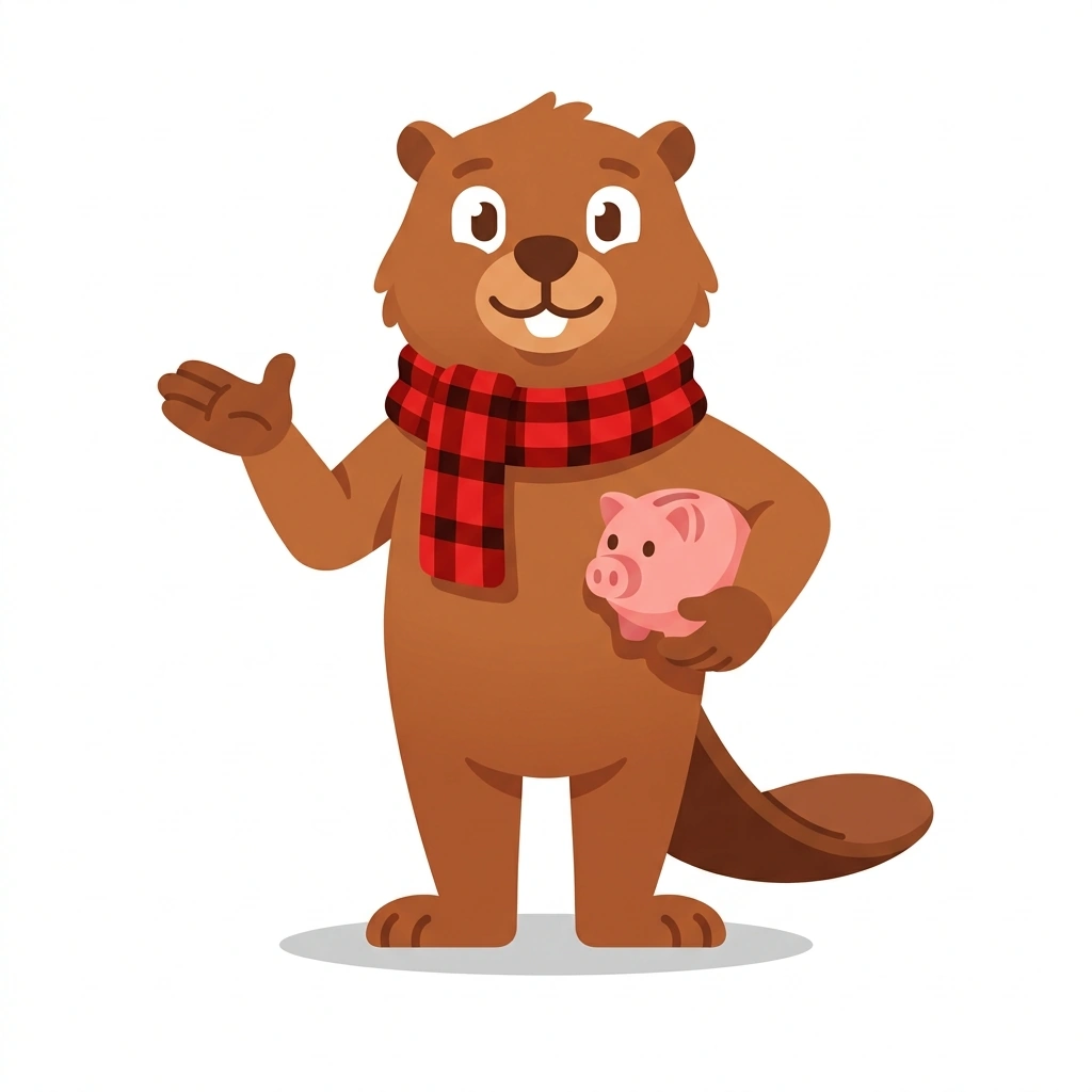 Barnaby the Beaver, the guide who teaches the Investing for Retirement in Canada course