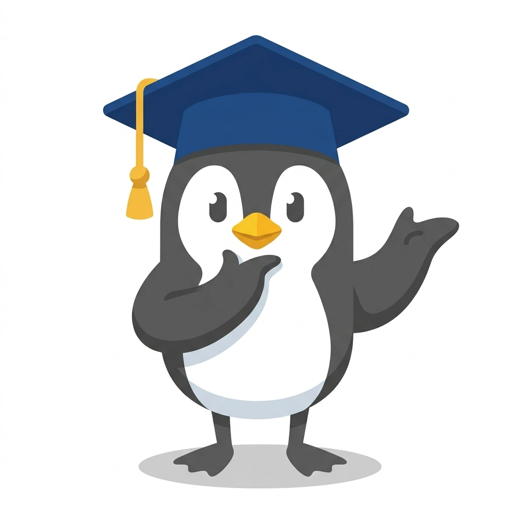Pip the Pondering Penguin, the guide who teaches the Philosophical Reasoning in Practice course