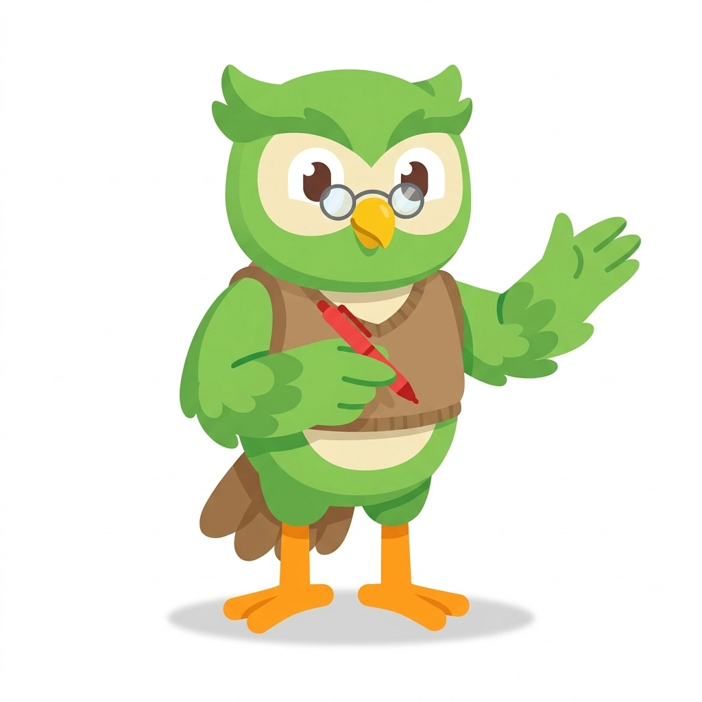 Gabi the Owl, the guide who teaches the English Grammar for Teaching course