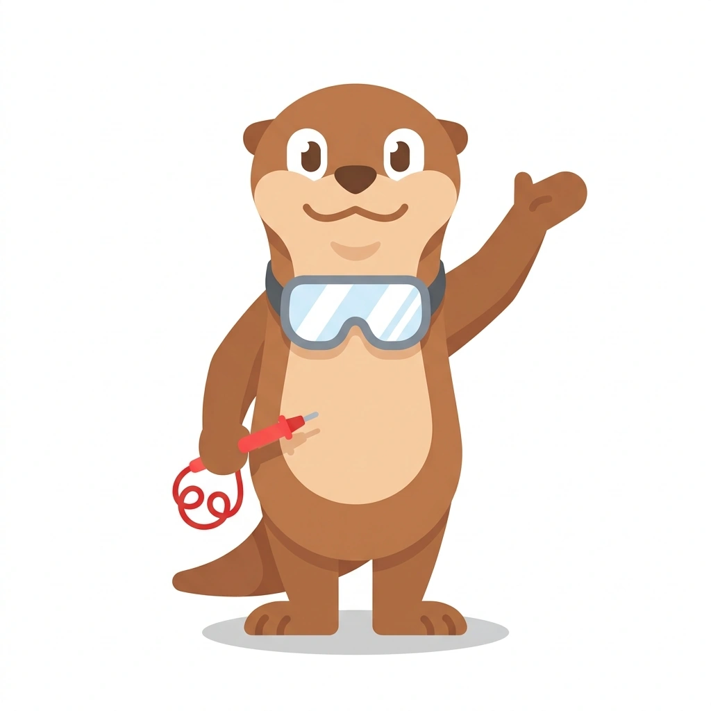 Ohmie the Otter, the guide who teaches the Electronics Without the Smoke course