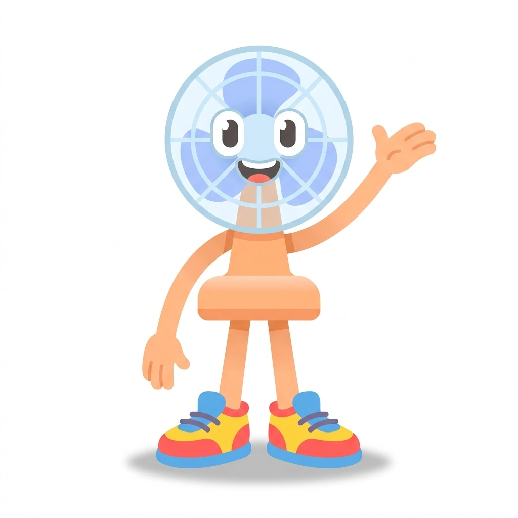 Fanny the Fan, the guide who teaches the How Fans Move Air course