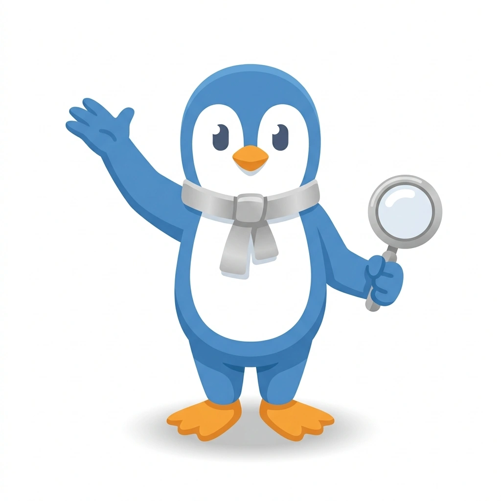 Proton the Penguin, the guide who teaches the The Hidden Rules of Motion course