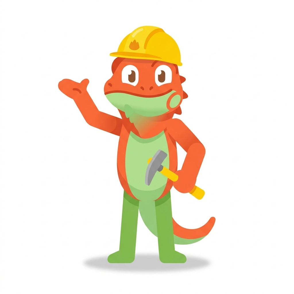 Ignis the Iguana, the guide who teaches the How Volcanoes Work course