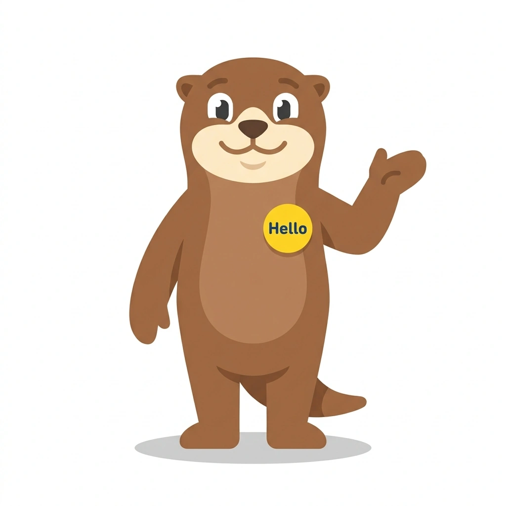 Otto the Otter, the guide who teaches the How to Introduce Yourself course