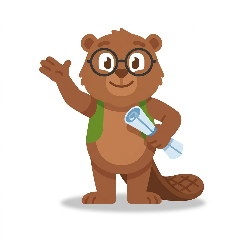 Barnaby the Beaver, the guide who teaches the From Startup Idea to Profit course
