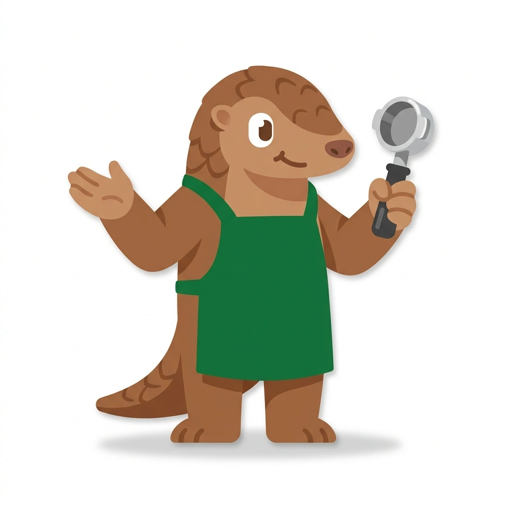 Pippa the Pangolin, the guide who teaches the Dialing In Espresso course