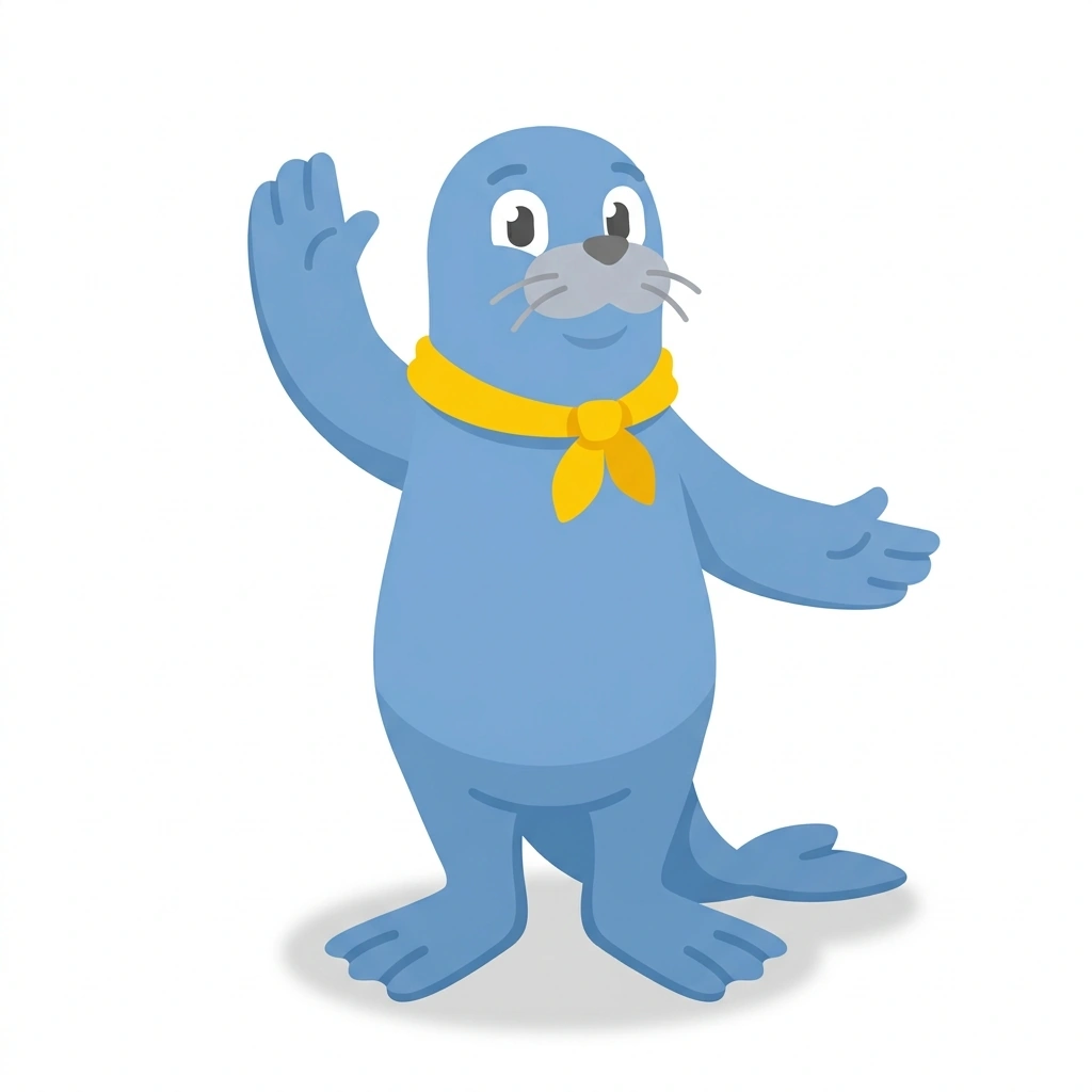 Sammy the Sea Lion, the guide who teaches the Everyday American Sign Language course