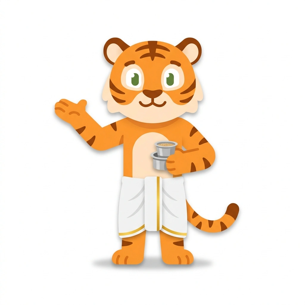 Thambi the Tiger, the guide who teaches the Everyday Spoken Tamil course