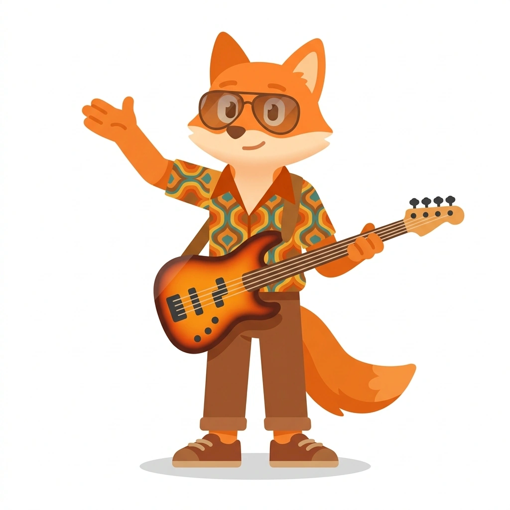 Freddie the Fox, the guide who teaches the 70s Jazz-Funk and Fusion course