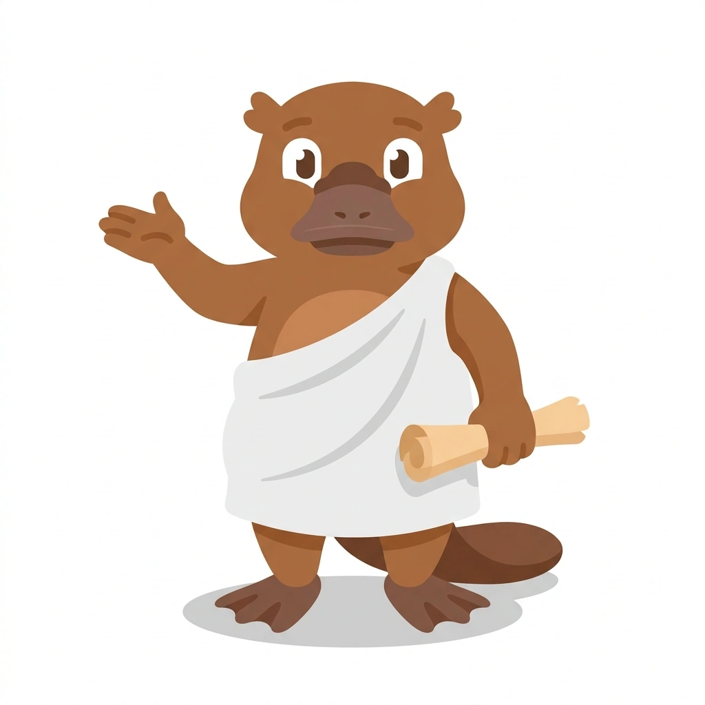 Plato the Platypus, the guide who teaches the Major Philosophies for Real Life course