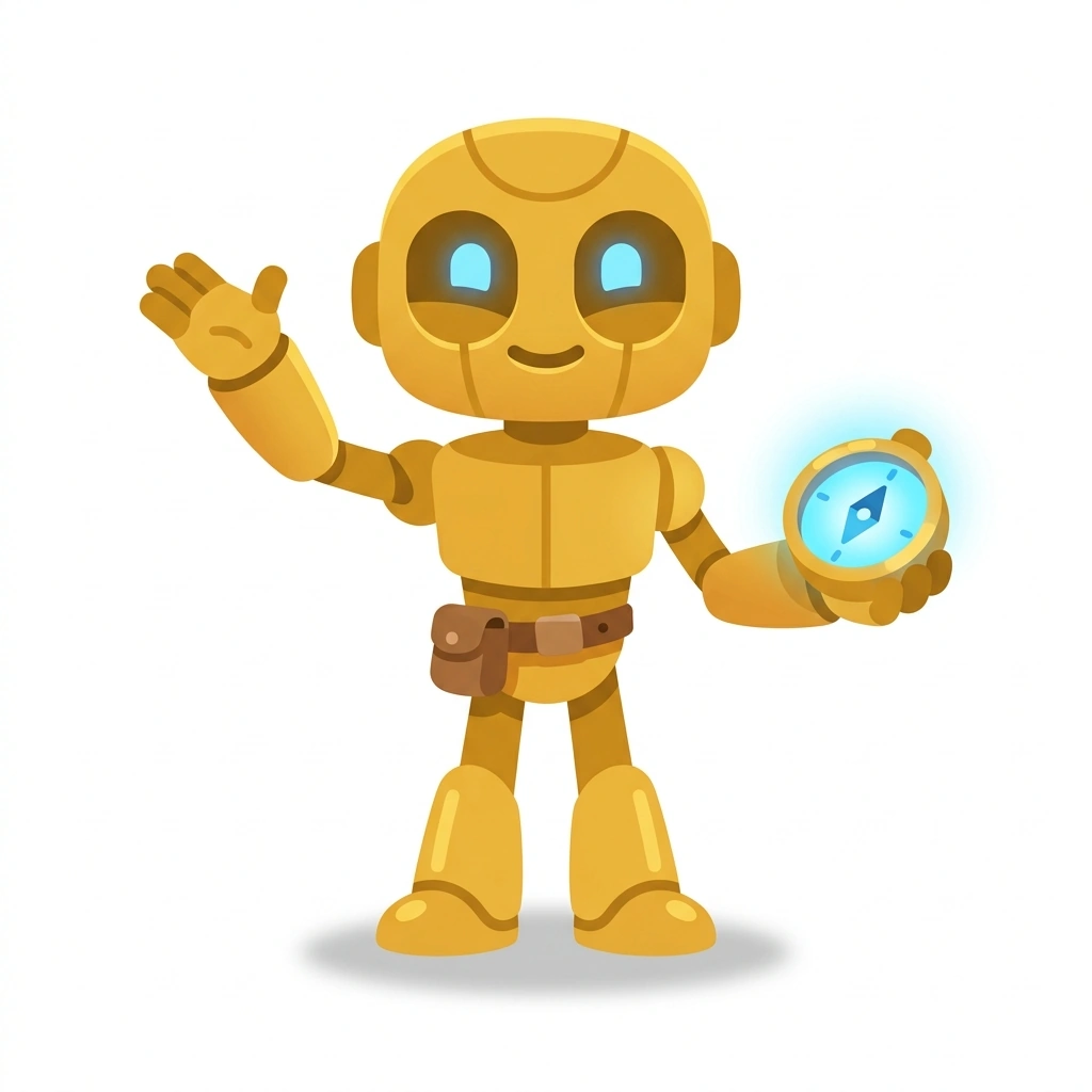 Archie the Automaton, the guide who teaches the Working with AI Agents course