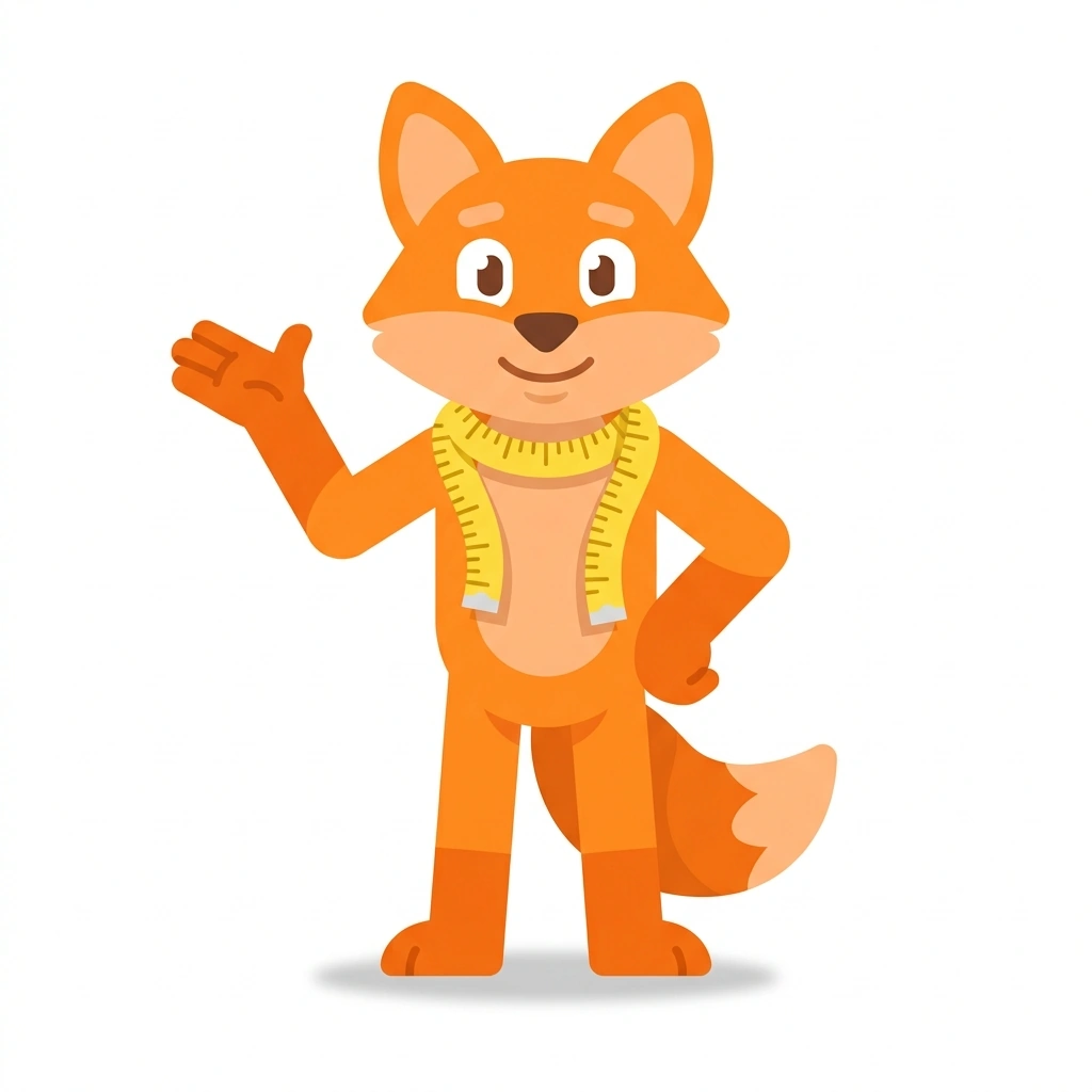 Fifi the Fabric-Fox, the guide who teaches the Fashion Design: From Sketch to Stitch course