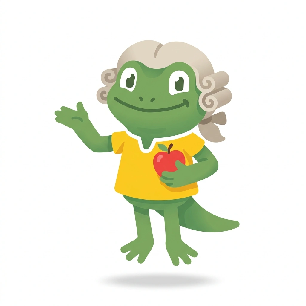 Newton the Newt, the guide who teaches the The Rules of the Physical World course