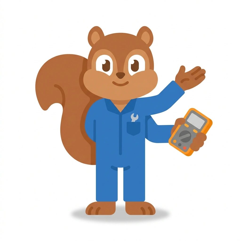 Sparky the Squirrel, the guide who teaches the Car Electrical Basics course