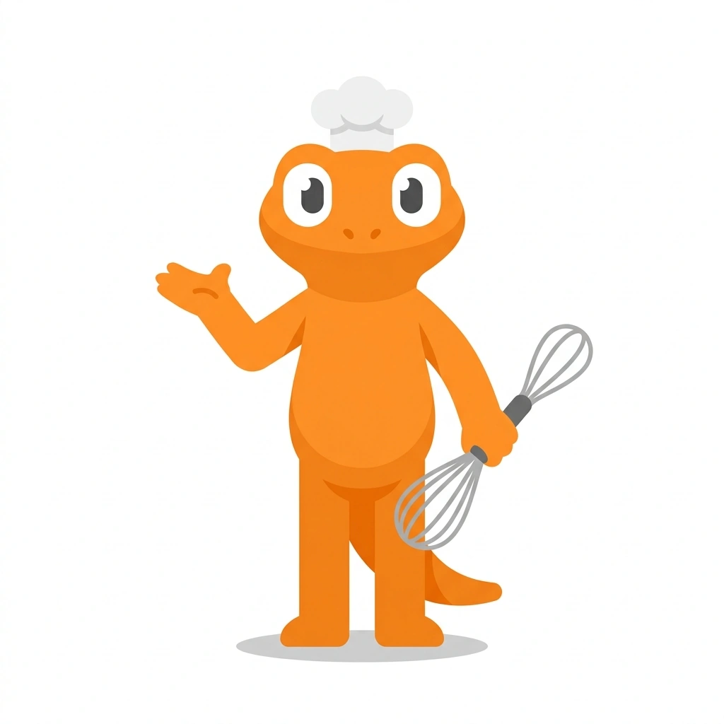 Salty Sam the Salamander, the guide who teaches the The Secret History of Sauces course