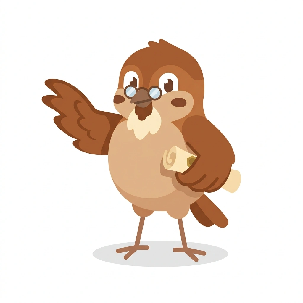 Sophia the Sparrow, the guide who teaches the Western Philosophy: Antiquity to Enlightenment course