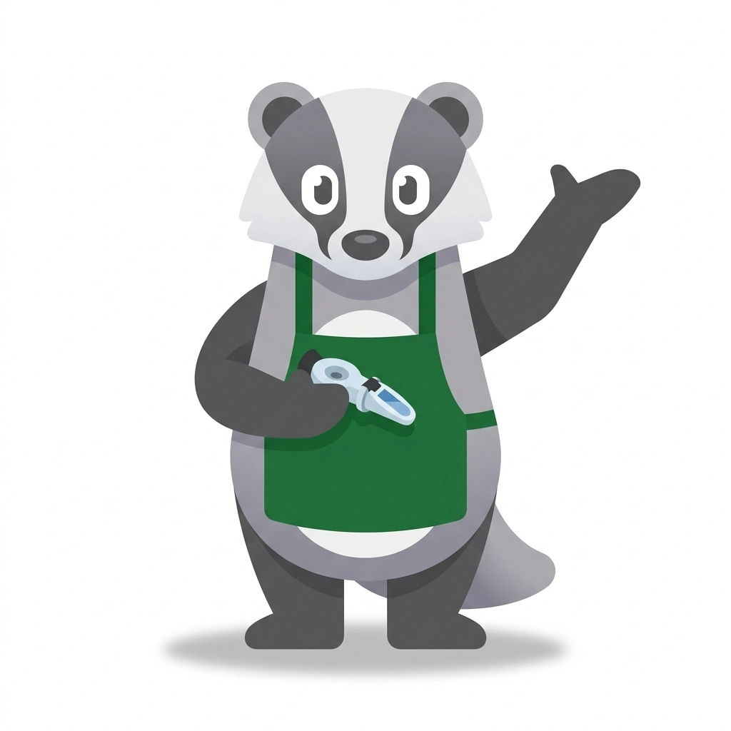 Brewster the Badger, the guide who teaches the Coffee Extraction Science course