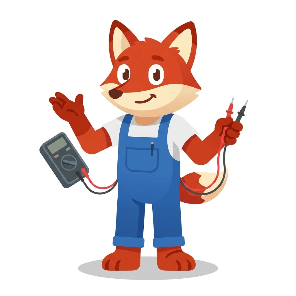 Volt the Fox, the guide who teaches the Automotive Multimeter Diagnostics course