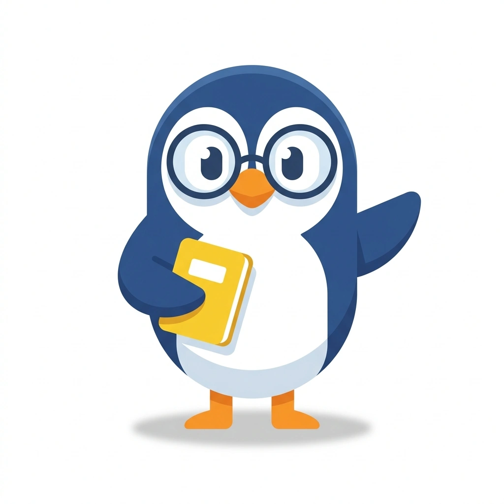 Percy der Pinguin, the guide who teaches the Psychologie des Alltags course